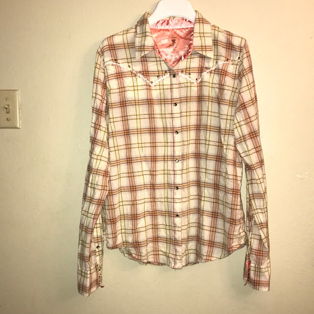 Tailored Twenty X,plaid Western shirt.size XL